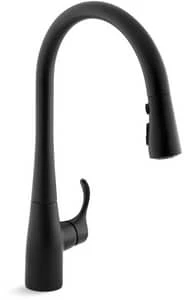 Outlet 🌟 KOHLER Simplice® Single Handle Pull Down Kitchen Faucet with Three-Function Spray, Magnetic Docking and Sweep Spray Technology in Matte Black 🎉