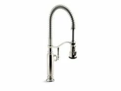 Deals 😍 KOHLER Tournant™ Single Handle Pull Down Semi-Professional Kitchen Faucet with Three-Function Spray, Magnetic Docking, Sweep Spray and BerrySoft Technology in Vibrant® Polished Nickel ✨