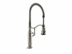 Best Sale ✔️ KOHLER Tournant™ Single Handle Pull Down Semi-Professional Kitchen Faucet with Three-Function Spray, Magnetic Docking, Sweep Spray and BerrySoft Technology in Vibrant® Stainless 🔥