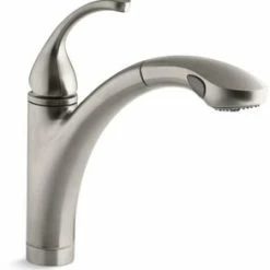 Best reviews of 🧨 KOHLER Forte® Single Handle Pull Out Kitchen Faucet with Two-Function Spray and MasterClean Technology in Vibrant® Brushed Nickel 🔥