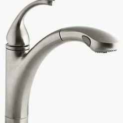 Outlet ✨ KOHLER Forte® Single Handle Pull Out Kitchen Faucet with Two-Function Spray and MasterClean Technology in Vibrant® Stainless 🔔