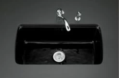 Discount 😉 KOHLER Cape Dory® 33 x 22 in. 5 Hole Cast Iron Single Bowl Undermount Kitchen Sink in Black Black™ 👏