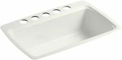 Cheap 👏 KOHLER Cape Dory® 33 x 22 in. 5 Hole Cast Iron Single Bowl Undermount Kitchen Sink in Dune ⌛