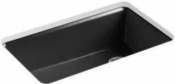 Cheap 🛒 KOHLER Riverby® 33 x 22 in. 5 Hole Cast Iron Single Bowl Undermount Kitchen Sink in Black Black™ ❤️