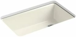 Discount 👍 KOHLER Riverby® 33 x 22 in. 5 Hole Cast Iron Single Bowl Undermount Kitchen Sink in Biscuit ❤️