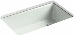 Hot Sale ⭐ KOHLER Riverby® 33 x 22 in. 5 Hole Cast Iron Single Bowl Undermount Kitchen Sink in Sea Salt™ 🥰
