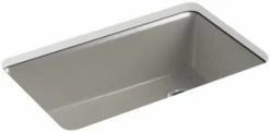 Outlet 🎉 KOHLER Riverby® 33 x 22 in. 5 Hole Cast Iron Single Bowl Undermount Kitchen Sink in Cashmere 🎁