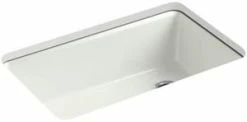 Budget 🔔 KOHLER Riverby® 33 x 22 in. 5 Hole Cast Iron Single Bowl Undermount Kitchen Sink in Dune 👍
