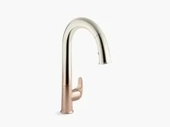 Wholesale 🤩 KOHLER Sensate™ Single Handle Pull Down Touchless Kitchen Faucet with Two-Function Spray, Magnetic Docking and Sweep Spray Technology in Vibrant® Ombre Rose Gold with Polished Nickel 👏