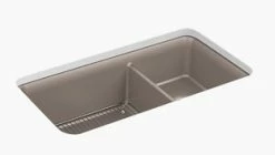 Top 10 😉 KOHLER Cairn® 33-1/2 x 18-5/16 in. No-Hole Composite Double Bowl Undermount Kitchen Sink in Matte Toupe ❤️