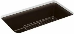 Budget 💯 KOHLER Cairn® 33-1/2 x 18-5/16 in. No Hole Composite Single Bowl Undermount Kitchen Sink in Matte Brown ⌛
