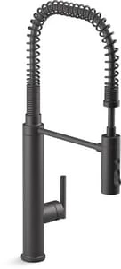 New 😀 KOHLER Purist® Single Handle Kitchen Faucet with Three-Function Spray and Magnetic Docking in Matte Black 💯