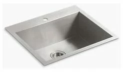 Flash Sale 🛒 KOHLER Vault™ 25 x 22 in. 1 Hole Stainless Steel Single Bowl Dual Mount Kitchen Sink 🎁 -Kitchen and bathroom Sale Query 193