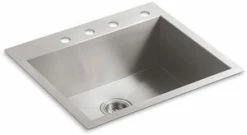 Wholesale 🎉 KOHLER Vault™ 25 x 22 in. 4 Hole Stainless Steel Single Bowl Dual Mount Kitchen Sink ❤️