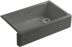 Cheap 🛒 KOHLER Whitehaven® 35-11/16 x 21-9/16 in. Cast Iron Single Bowl Farmhouse Kitchen Sink in Thunder™ Grey ✔️
