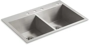 Buy 🌟 KOHLER Vault™ 33 x 22 in. 4-Hole Stainless Steel Double Bowl Dual Mount Kitchen Sink with Sound Dampening ⌛ 3 Buy 🌟 KOHLER Vault™ 33 x 22 in. 4-Hole Stainless Steel Double Bowl Dual Mount Kitchen Sink with Sound Dampening ⌛