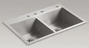Buy 🌟 KOHLER Vault™ 33 x 22 in. 4-Hole Stainless Steel Double Bowl Dual Mount Kitchen Sink with Sound Dampening ⌛ 4 Buy 🌟 KOHLER Vault™ 33 x 22 in. 4-Hole Stainless Steel Double Bowl Dual Mount Kitchen Sink with Sound Dampening ⌛ - Image 2