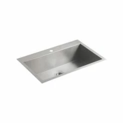 Hot Sale 🔔 KOHLER Vault™ 33 x 22 in. 1-Hole Stainless Steel Single Bowl Dual Mount Kitchen Sink with Sound Dampening 👍