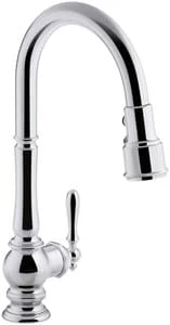 Hot Sale 😍 KOHLER Artifacts® Single Handle Pull Down Kitchen Faucet with Three-Function Spray, Magnetic Docking and Sweep Spray Technology in Polished Chrome 👏