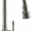Discount 🥰 KOHLER Artifacts® Single Handle Pull Down Kitchen Faucet with Three-Function Spray, Magnetic Docking and Sweep Spray Technology in Vibrant® Stainless 🎉 -Kitchen and bathroom Sale Query 218