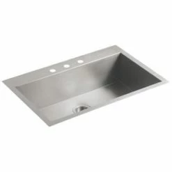 Wholesale ⌛ KOHLER Vault™ 33 x 22 in. 3-Hole Stainless Steel Single Bowl Dual Mount Kitchen Sink with Sound Dampening 🥰