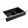 Best reviews of 😉 KOHLER Whitehaven® 35-1/2 x 21-9/16 in. Cast Iron Double Bowl Farmhouse Kitchen Sink with Smart Divide in Black Black™ 🥰 -Kitchen and bathroom Sale Query 221