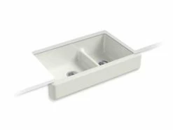 Best reviews of 😀 KOHLER Whitehaven® 35-1/2 x 21-9/16 in. Cast Iron Double Bowl Farmhouse Kitchen Sink with Smart Divide in Dune 🎁