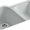 Discount 💯 KOHLER Executive Chef™ 33 x 22 in. 4 Hole Cast Iron Double Bowl Undermount Kitchen Sink in Ice™ Grey 🌟 -Kitchen and bathroom Sale Query 236