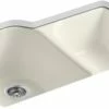Promo ⭐ KOHLER Executive Chef™ 33 x 22 in. 4 Hole Cast Iron Double Bowl Undermount Kitchen Sink in Biscuit 🤩 -Kitchen and bathroom Sale Query 237