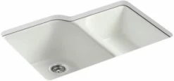 Brand new ❤️ KOHLER Executive Chef™ 33 x 22 in. 4 Hole Cast Iron Double Bowl Undermount Kitchen Sink in Dune 🌟