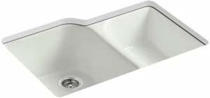 Brand new ❤️ KOHLER Executive Chef™ 33 x 22 in. 4 Hole Cast Iron Double Bowl Undermount Kitchen Sink in Dune 🌟 3 Brand new ❤️ KOHLER Executive Chef™ 33 x 22 in. 4 Hole Cast Iron Double Bowl Undermount Kitchen Sink in Dune 🌟