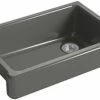 Outlet 😉 KOHLER Whitehaven® 32-1/2 x 21-9/16 in. Cast Iron Single Bowl Farmhouse Kitchen Sink with Short Apron in Thunder™ Grey 💯 2 Outlet 😉 KOHLER Whitehaven® 32-1/2 x 21-9/16 in. Cast Iron Single Bowl Farmhouse Kitchen Sink with Short Apron in Thunder™ Grey 💯 -Kitchen and bathroom Sale Query 241
