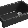 Budget 😀 KOHLER Whitehaven® 32-1/2 x 21-9/16 in. Cast Iron Single Bowl Farmhouse Kitchen Sink with Short Apron in Black Black™ 🌟 2 Budget 😀 KOHLER Whitehaven® 32-1/2 x 21-9/16 in. Cast Iron Single Bowl Farmhouse Kitchen Sink with Short Apron in Black Black™ 🌟 -Kitchen and bathroom Sale Query 242