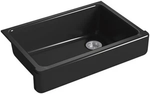 Budget 😀 KOHLER Whitehaven® 32-1/2 x 21-9/16 in. Cast Iron Single Bowl Farmhouse Kitchen Sink with Short Apron in Black Black™ 🌟 3 Budget 😀 KOHLER Whitehaven® 32-1/2 x 21-9/16 in. Cast Iron Single Bowl Farmhouse Kitchen Sink with Short Apron in Black Black™ 🌟