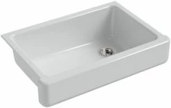 Budget 🛒 KOHLER Whitehaven® 32-1/2 x 21-9/16 in. Cast Iron Single Bowl Farmhouse Kitchen Sink with Short Apron in Ice™ Grey 🛒