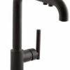 Budget 😀 KOHLER Purist® Single Handle Pull Out Kitchen Faucet with Three-Function Spray in Matte Black ⌛ -Kitchen and bathroom Sale Query 255