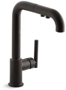 Budget 😀 KOHLER Purist® Single Handle Pull Out Kitchen Faucet with Three-Function Spray in Matte Black ⌛