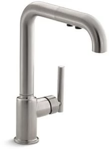 Budget ✨ KOHLER Purist® Single Handle Pull Out Kitchen Faucet with Three-Function Spray and MasterClean Technology in Vibrant® Stainless 🛒