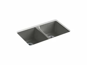 Coupon ⌛ KOHLER Deerfield® 33 x 22 in. 5 Hole Cast Iron Double Bowl Undermount Kitchen Sink in Thunder™ Grey ⌛ 3 Coupon ⌛ KOHLER Deerfield® 33 x 22 in. 5 Hole Cast Iron Double Bowl Undermount Kitchen Sink in Thunder™ Grey ⌛