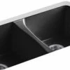 Budget 🎉 KOHLER Deerfield® 33 x 22 in. 5 Hole Cast Iron Double Bowl Undermount Kitchen Sink in Black Black™ 😀 2 Budget 🎉 KOHLER Deerfield® 33 x 22 in. 5 Hole Cast Iron Double Bowl Undermount Kitchen Sink in Black Black™ 😀 -Kitchen and bathroom Sale Query 270