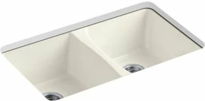 Best Sale 😀 KOHLER Deerfield® 33 x 22 in. 5 Hole Cast Iron Double Bowl Undermount Kitchen Sink in Biscuit 🎁 3 Best Sale 😀 KOHLER Deerfield® 33 x 22 in. 5 Hole Cast Iron Double Bowl Undermount Kitchen Sink in Biscuit 🎁