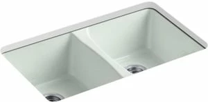 Brand new ⭐ KOHLER Deerfield® 33 x 22 in. 5 Hole Cast Iron Double Bowl Undermount Kitchen Sink in Sea Salt™ 🧨 3 Brand new ⭐ KOHLER Deerfield® 33 x 22 in. 5 Hole Cast Iron Double Bowl Undermount Kitchen Sink in Sea Salt™ 🧨