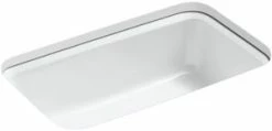 Promo 🎁 KOHLER Bakersfield™ 31 x 22 in. 5 Hole Cast Iron Single Bowl Undermount Kitchen Sink in White ⌛