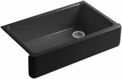 Budget 😀 KOHLER Whitehaven® 35-11/16 x 21-9/16 in. Cast Iron Single Bowl Farmhouse Kitchen Sink in Black Black™ 🎁