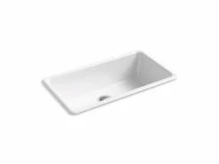 New 🔥 KOHLER Iron/Tones® 33 x 18-3/4 in. No-Hole Cast Iron Single Bowl Dual Mount Kitchen Sink in White 👍