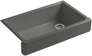 Best Pirce 🔥 KOHLER Whitehaven® 35-1/2 x 21-9/16 in. Cast Iron Single Bowl Farmhouse Kitchen Sink with Short Apron in Thunder™ Grey 💯 3 Best Pirce 🔥 KOHLER Whitehaven® 35-1/2 x 21-9/16 in. Cast Iron Single Bowl Farmhouse Kitchen Sink with Short Apron in Thunder™ Grey 💯