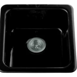 Brand new 👏 KOHLER Iron/Tones® 17 x 18-3/4 in. No Hole Cast Iron Single Bowl Dual Mount Kitchen Sink in Black Black™ 🌟