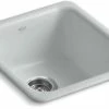 Deals 🎁 KOHLER Iron/Tones® 17 x 18-3/4 in. No Hole Cast Iron Single Bowl Dual Mount Kitchen Sink in Ice™ Grey 👍 -Kitchen and bathroom Sale Query 320