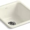 Best deal ⭐ KOHLER Iron/Tones® 17 x 18-3/4 in. No Hole Cast Iron Single Bowl Dual Mount Kitchen Sink in Biscuit ❤️