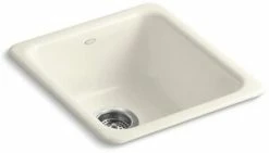 Best deal ⭐ KOHLER Iron/Tones® 17 x 18-3/4 in. No Hole Cast Iron Single Bowl Dual Mount Kitchen Sink in Biscuit ❤️